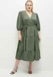 Plus Ditsy Floral Tiered Dress - Blue & Green