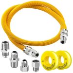 Puxyblue 2026 New 48" Flexible Gas Line Kit For Dryer Stove Range Flexible Stainless Steel Gas Dryer Kit - 5 8" Od 1 2" Id Dryer