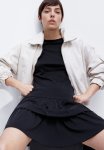 Tiered-skirt Jersey Dress - Black