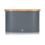 Swan Bread Bin & Cutting Board Nordic Slate Grey