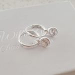 Chelsea 925 Sterling Silver Cz Crystal Hoop Earrings 12MM - Clear Crystal Cz