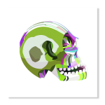 Flip Flop Skull Lime Green Art Print - A3