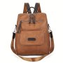 Vintage Backpack Purse Two-way Pu Leather Shoulder Bag Women's Anti-theft Travel Bookbag