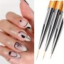 3/6PCS Nail Art Gel Extension Builder Painting Liner Brushes Set 3D French Stripe Nail Art Liner Brush Tips Diy Drawing Pen Uv Gel Brushes