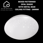 Mixed Patterned Opal Shade With Metal Base Ceiling Fitting - 260MM