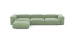Four Module Chaise Sofa - Cord Velours - Duck Egg - 377CM X 199CM