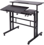 Toxiya Exquisite Wheeled Detachable Height Adjustable Standing Laptop Desk Computer Cart For Home Office Rolling Desk Long-lasting And Durable Stee