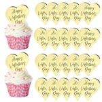 Urroma Happy Valentine's Day Toppers - 20PCS Heart Cake Discs & Picks Mirror Acrylic Charm Decoration