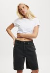 Cotton On Super Baggy Denim Jort - Graphite Black