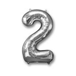 Helium air Foil Silver Number 2 Balloon 106CM Tbd