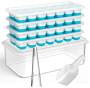 4 Pack Ice Cube Maker Trays Set With Lid And Container Tong Scoop Set