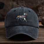Flower Horse Print Baseball Cap - Adjustable Curved Brim Uv Protection Cap For Outdoor Use