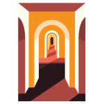 Hallway Of Arches Art Print - A3