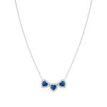 All My Love Necklace Blue Triple Heart With Cubic Zirconia