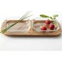 Wooden Serving Platter With Glass Bowls 3 Pieces