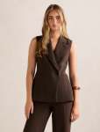 Arden Sleeveless Blazer - 16 Chocolate Mousse