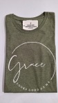 Ladies Grace Looks Melange Olive T-Shirt - 2XL