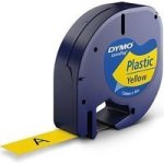 Letratag 12MM X 4M Black On Yellow Plastic Tape Cassette