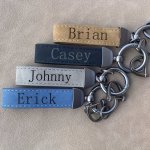 1PC Personalized Pu Leather Business Style Keychain Custom Laser Engraved Name Minimalist Key Ring Ideal Gift For Father's Day A
