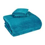 Always Teal Ribbed Flannel Comforter Set Q