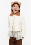 Teddy-collared Jacket - White & Brown
