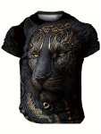 Men's Stylish Tiger Pattern Shirt Casual Slightly Stretch Breathable Crew Neck Short Sleeve Tee Top For City Walk Street Hanging