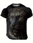 Men's Stylish Tiger Pattern Shirt Casual Slightly Stretch Breathable Crew Neck Short Sleeve Tee Top For City Walk Street Hanging Outdoor Activities