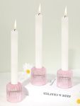 Chocstay 3 Pcs Reversible Pink Glass Candle Holders For Taper Tealight LED