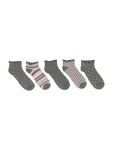 5 Pack Patterned Ankle Socks - One Size Pink