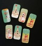 Wooden Printed Christmas Buttons 7PCS