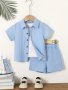 Boys Casual 2-PIECE Outfit Set Short Sleeve Button Up Shirt With Shorts Cool Lightweight And Comfy Summer Clothes