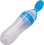 4AKID Silicone Baby Nursing Bottle With Spoon - Blue