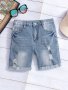Boys Casual Washed Ripped Denim Shorts Stylish Distressed Jean Shorts For Summer Outdoor