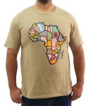 Mens Printed Africa Tee - 10XL Khaki