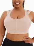 Women's Plus Size Sports Bra Front Zip Closure High Support Fitness Active Wear Breathable Comfortable Lingerie For Basketball Y