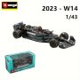 Burago 1:43 2023 Mercedes-amg F1 Team W14 44 And 63 Alloy Car Die Cast Model Toy Collectible Collection Gifts Halloween Christmas Gift