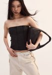 Flatlock-seam Ribbed Tube Top - Black Washed