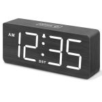 Dreamsky Wooden Digital Alarm Clock For Bedroom - Loud Alarm Clock For Heavy Sleepers With Volume Control Desk Clocks For Living