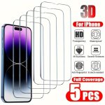 5PCS Tempered Glass For Iphone 15 14 13 12 11 Pro Max Screen Protector For Iphone 12MINI 13MINI 6 7 8 14 Plus Se