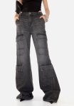 Denim Cargo Trousers - Black