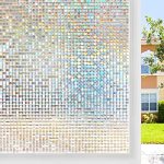 Rabbitgoo Window Privacy Film Stained Glass Window Film Mosaic Rainbow Decorative Glass Cling Removable Static Cling Tint Uv Blo