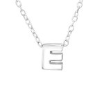 Kiara 925 Sterling Silver A-z Any Initial Letter Necklace 5X6MM 45CM Chain - E