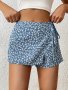 Floral Print Tied Skort Casual High Waist MINI Skorts For Spring & Summer Women's Clothing