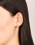 Goldair Gold Plated Sterling Silver Cubic Zirconia & Black Enamel Huggie Earrings
