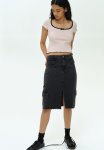 Overlock-detail Ribbed Top - Light Pink