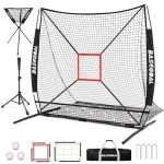 Basegoal 6' 6' Baseball Softball Practice Net Baseball Backstop With Batting Tee Ball Caddy For Hitting Pitching Batting Catchin