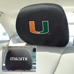 Fanmats 12581 Miami Hurricanes Embroidered Head Rest Cover Set - 2 Pieces