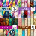 12 Sheets Antique Paper Cuttings Marble Gilded Background Paper Hand Account Material Paper Scrapbook Art Design Manual Creative