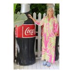 Bianca Raglan Dress Cerise & Lime Palm