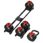 Patented 3-IN-1 24KG Multi-function Adjustable Dumbbell-barbell-kettlebell Set - 3 To 24KG - 12 Weight Increments
